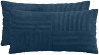 vidaXL Kussensloop 2 pcs ALMELO Marineblauw 40 x 80 cm corduroy