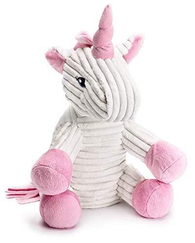 Mousehouse Gifts - Eenhoorn knuffeldier - corduroy - wit & roze - 25 cm (10")