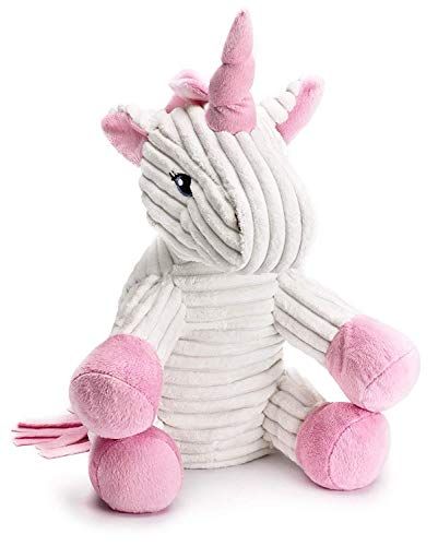 Mousehouse Gifts Eenhoorn knuffeldier - corduroy - wit & roze - 25 cm