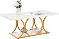 VEVOR Salontafel/Bijzettafel Marmerlook Wit 120 x 59,5 x 48 cm