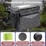 Sacoche de vélo étanche avec adaptateur de guidon - Sacoche de guidon pour vélo et vélo électrique - Gris 52 L