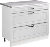 Vicco Keukenonderkast R-Line, Wit landelijk/Wit, 100 cm marmer werkblad