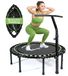 Mini-trampoline de 44 pouces, pliable en quatre, avec poignée de maintien, 32 élastiques, capacité de 350 kg