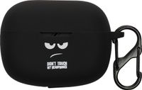 kwmobile Hoes geschikt voor JBL Wave Beam / Beam 2 / Wave 200TWS - Siliconen cover voor oordopjes in wit / zwart / zwart - Don't Touch My Headphones design