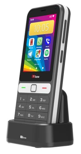 TTfone TT280 - 4G Dual SIM eenvoudige telefoon met Android, 2,8 inch touchscreen, toetsenbord, 2 MP camera, USB-C - mobiele ontgrendeld, eenvoudig te bedienen (met dockoplader)