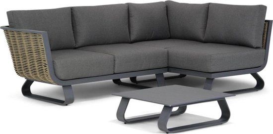 Santika Tika Chaise Longue Loungeset - 4-Delig - Grijs-Antraciet