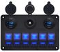 ProRide Schakelpaneel 12V voor Auto/Boot - 4 USB/USB C Poorten met Wattagemeter - 45W/QC3.0 - 6 schakelaars + 12V/24V stopcontact