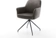 DELIFE Chaise de salle à manger Xana-Flex avec accoudoir piètement croisé conique microvelours noir anthracite vintage pivotant à 180° noyau à ressorts ensachés