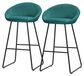 Set de 2 tabourets de bar, couleur pétrole, 75 cm de haut, avec revêtement en tissu et cadre en métal