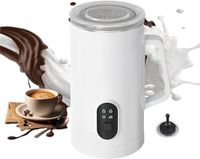 AIRPASxie Kft. Mousseur à lait - Mousseur à lait 4-en-1 avec chauffage 580ml pour café chaud et froid - blanc