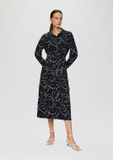 s.Oliver Robe rayée Bleu marine Manches longues Col classique Polyester 34