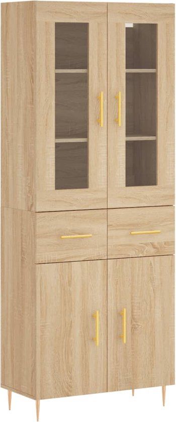 vidaXL Hoge kast 69,5x34x180 cm bewerkt hout sonoma eikenkleurig