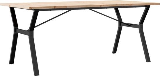 vidaXL Eettafel Y-frame 180x90x75,5 cm massief grenenhout en staal