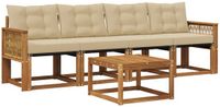 vidaXL - Bank loungeset - 5-delig - Acacia hout - Natuurlijk en beige