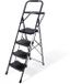 Sekey Vouwbare Trapladder 4 Treden met Brede Gereedschapslade, Met Handvat, 22 cm Brede XXL-Treden, Belastbaar tot 150 kg