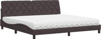 vidaXL Bed met matras, stof, donkerbruin, 200x200 cm
