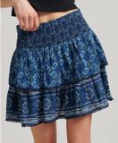 Superdry Vintage Tiered Mini Rok Blauw XL Vrouw