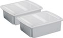 Sunware set de boîtes de rangement - 2x pièces - 17 litres - gris - 45 x 36 x 14 cm - couvercle refermable