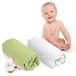 Dreamzie Hoeslaken 70x140 (x2) - 100 procent Oeko Tex Gecertificeerd Katoen - Hoeslaken 70x140 Baby - Wit en Groen