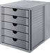 HAN Ladebox SYSTEMBOX KARMA min. 80% gerecycled kunststof met 5 gesloten laden, bureau of kast, incl. uittrekblokkering + labelclip, rubberen voetjes, 14508-18, lichtgrijs