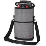 ALLCAMP OUTDOOR GEAR Wijn reistas, wijngeïsoleerde koeltas, 2 flessen wijndrager, draagtas, twee sets servies voor picknick, Grijs, two bottle, Klassiek