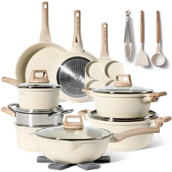 JUST PERFECTO HOUSEHOLD APPLIANCES 21-Delige Pannenset Inductie - Beige - PFAS vrij - Koudgrepen