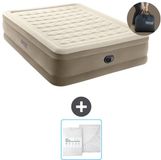 Intex Luchtbed - 2-Persoons - 152 x 203 x 46 cm - Beige - Inclusief pomp en Hoeslaken