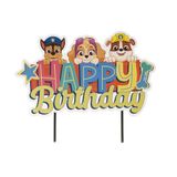 Dekora Paw Patrol Happy Birthday Taartdecoratie van Papier - 17,5 x 15 cm, Geel