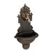 Relaxdays muurfontein buiten, antiek, wasbak en kraantje, waterornament, H x B xD 61 x 35 x 18 cm, gietijzer, brons