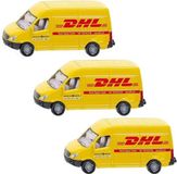 Siku DHL bezorg busje - 3x stuks - modelauto - 8 cm - Mercedes