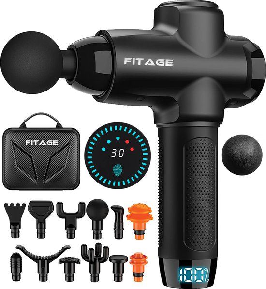 FITAGE Massage Gun Professioneel - Massage Apparaat - Massagegun - Massage Pistool - Zwart