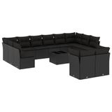VidaXL 13-delige Loungeset met Kussens, Poly Rattan, Zwart