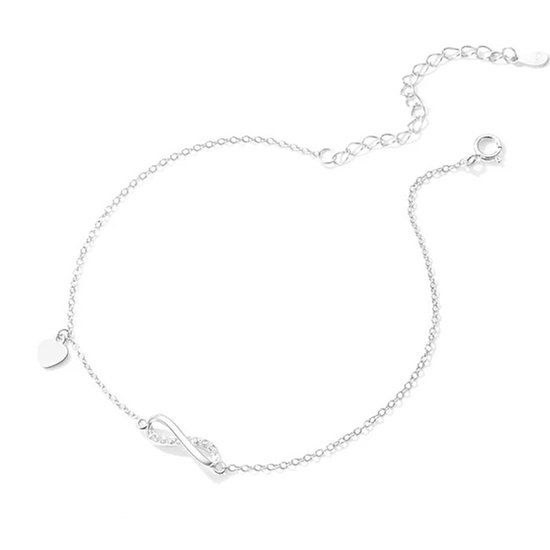 Elenza AMS Lookinggoodtoday Zilveren Enkelband met Infinity Symbool - 925 Zilver - 20 cm
