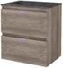 Basic-Line Start 46 Badkamermeubelset - 60 x 46 cm - Greeploos - 2 Lades - Hardstenen Wastafel - Zonder Kraangat - Scotch Oak