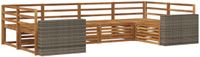 vidaXL - Hoek loungeset - 6 zitplekken - Naturel - Massief Acacia Hout