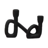 Bloomingville Moderne sculpturale dubbele conische kaarsenhouder, zwart