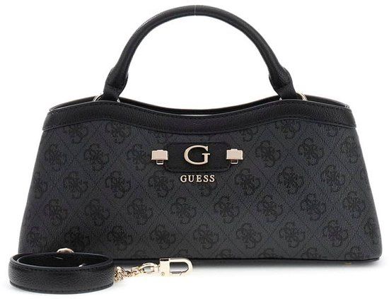 GUESS Lindsey 2 Compartment Satchel Coal Logo Handtas Schoudertas Donkergrijs