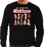 Bellatio Decorations Foute Kersttrui / Sweater - Heren - Zwart - Maat M
