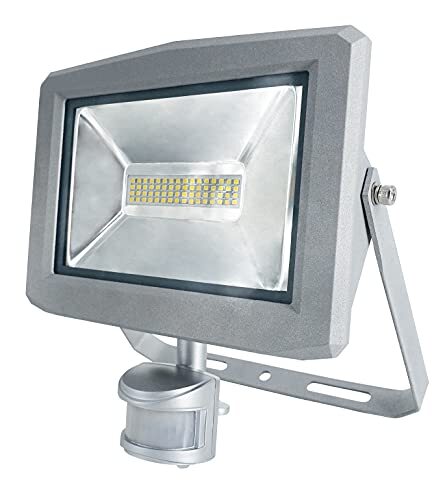 AS-Schwabe 46416 Slimline CHIP-LED-Strahler 10W mit Bewegungsmelder, sehr schmal, 10 W, 230 V, Silber