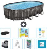 Bestway Ovaal Power Steel Zwembad - 610 x 366 x 122 cm - Grijs