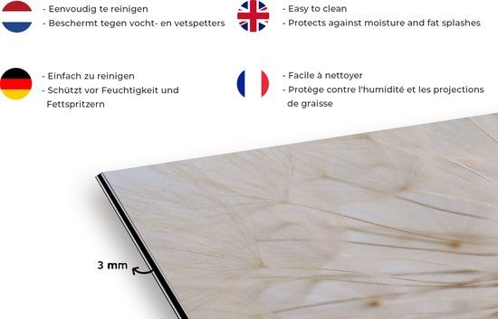 KitchenYeah Keuken Spatscherm - Bloemen Paardenbloem Design - 120x80 cm - Aluminium