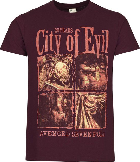 Avenged Sevenfold City of evil Heren T-shirt - bordeaux - 3XL