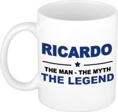 Bellatio Decorations Ricardo cadeau mok - man myth legend - naam koffiemok / beker - wit en blauw - 300 ml - verjaardag