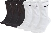 Nike Sokken Set van 6 Paar Zwart/Wit Unisex Katoen Maat 46-50
