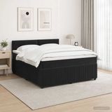 vidaXL Boxspringbed met matras, zwart, 140 x 190 cm, fluweel