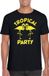 Bellatio Decorations Tropical party T-shirt heren - met glitters - zwart/geel - carnaval/themafeest M