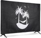 Unyqoos® Housse de protection TV 55" - Housse de protection en plastique pour téléviseurs, protège contre la poussière et les rayons UV, ouvertures pour les connexions, résistant aux déchirures et pliable, blanc/noir (Tropical Island)
