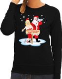 Bellatio Decorations Foute kersttrui - sweater - dronken kerstman en kerstvrouw - na kerstborrel - zwart - dames - Kersttruien XS