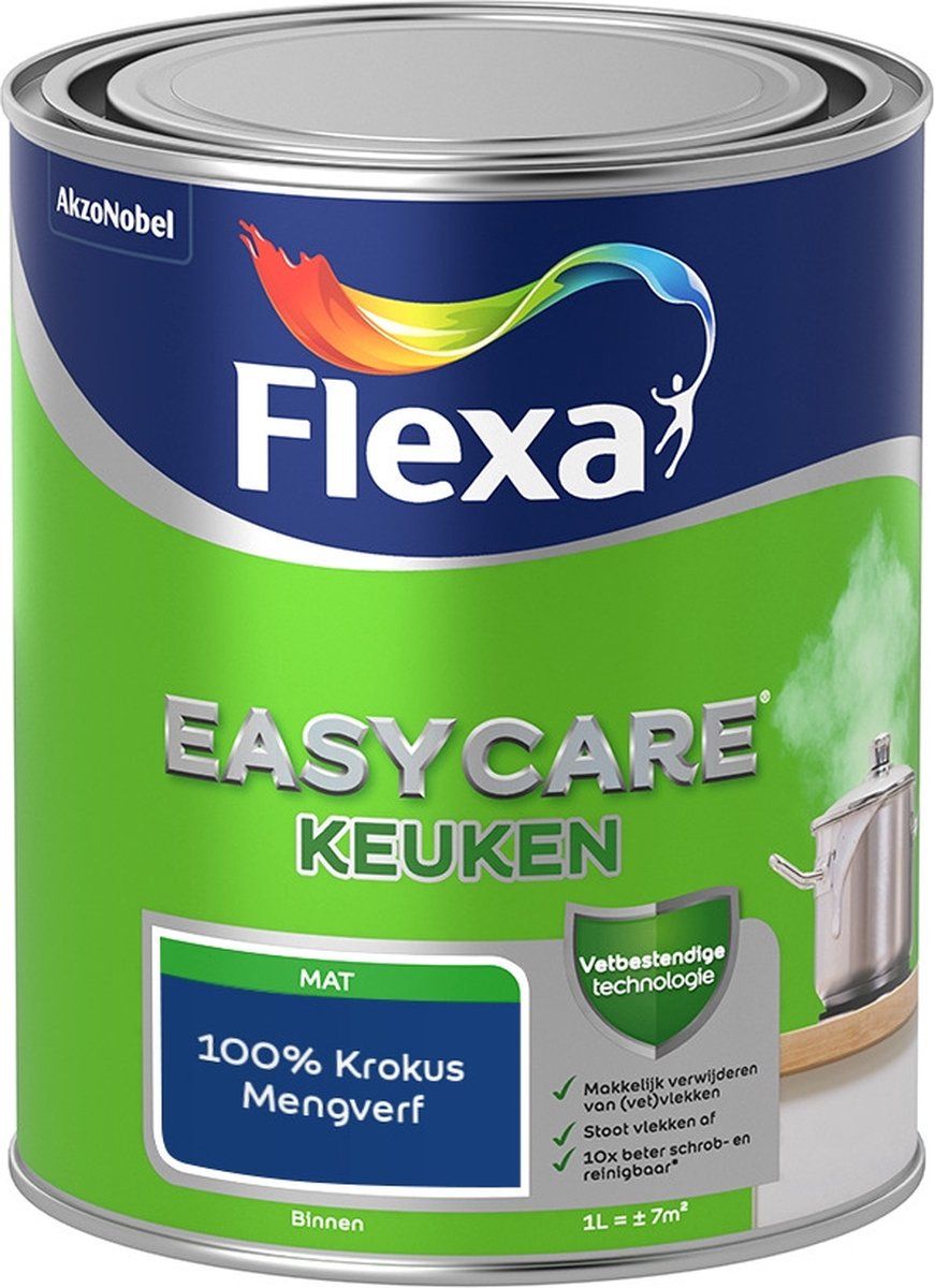 FLEXA Easycare Muurverf - Keuken - Mat - Mengkleur - 100% Krokus - 1 liter - 8711113223720