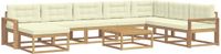 vidaXL - Hoek loungeset - 8 zitplekken - Wit en crèmekleurig - Acacia hout